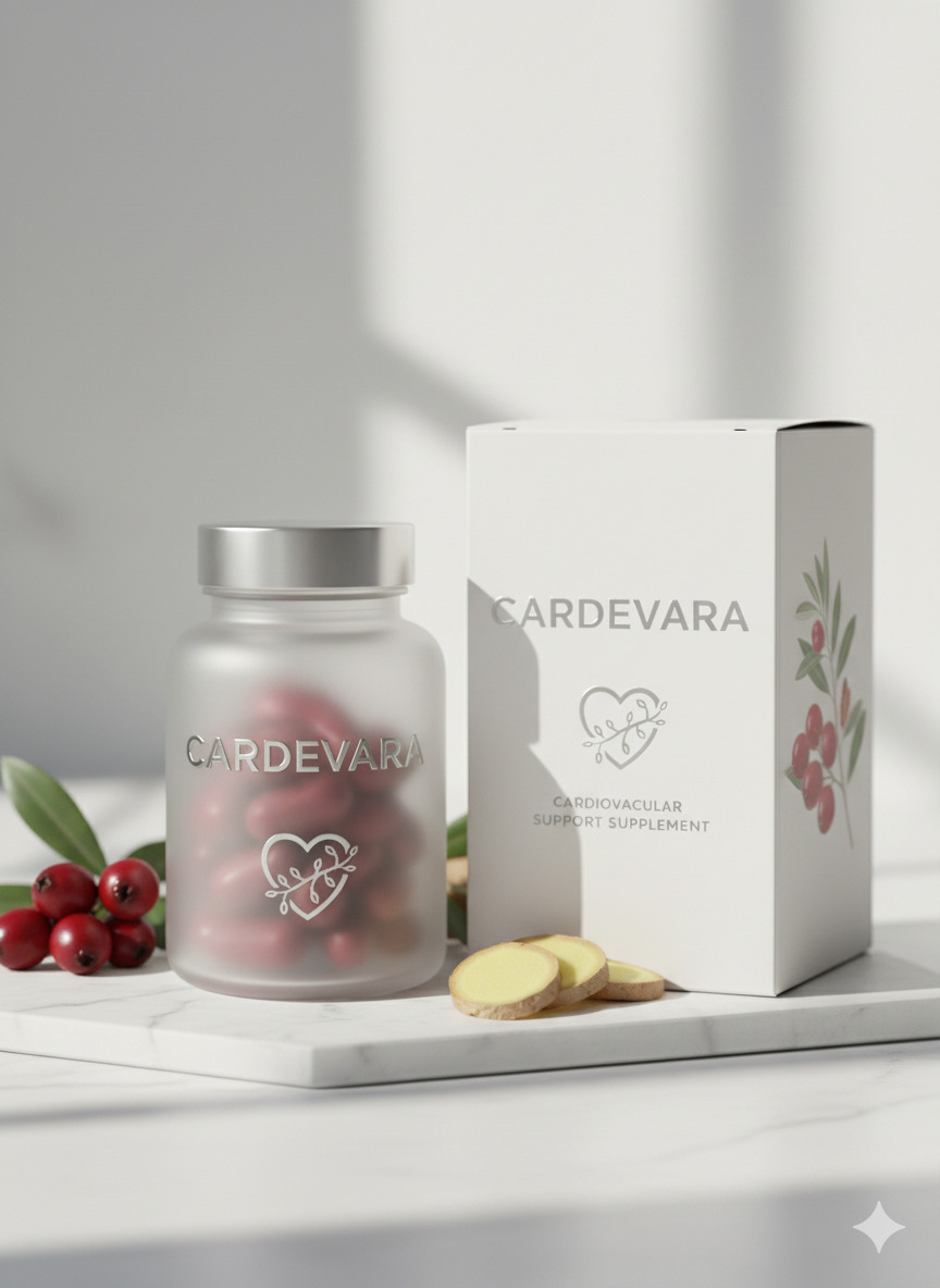 Cardevara food supplement bottle and packaging